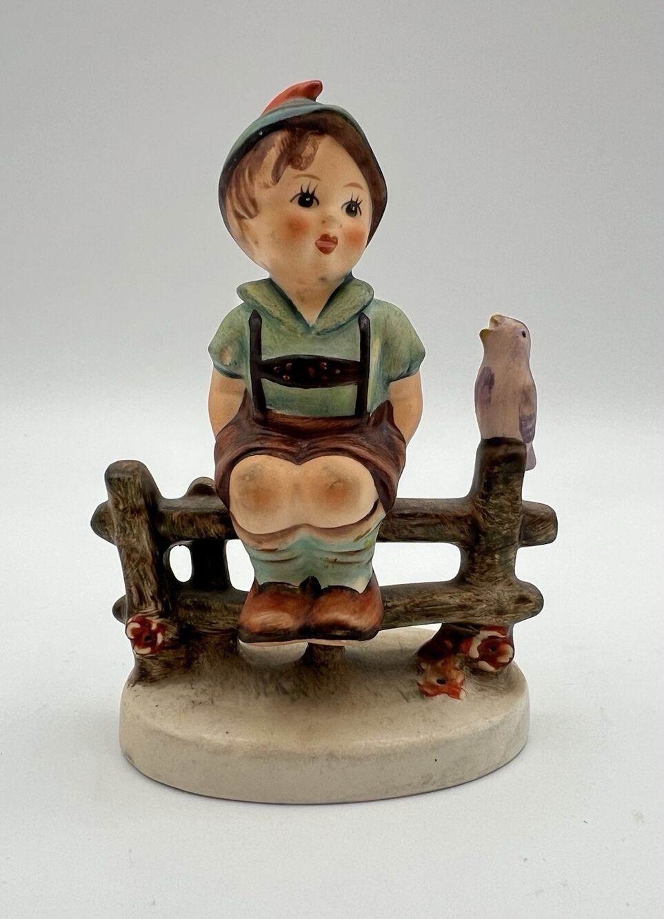 Goebel Hummel Wayside Harmony Figurine 4” Boy Sitting w Bird TMK4 VNTG Germany